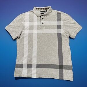 Barbour Men's Gray Polo Shirt Size Large Classic Casual Top